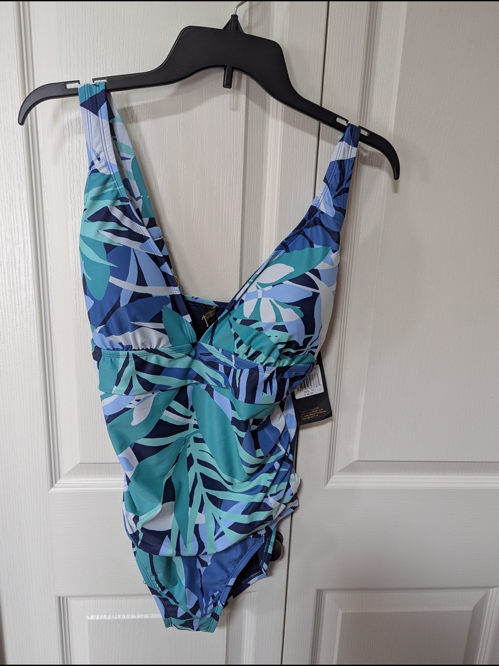 Blue Green Tropical Print One-Piece Swimsuit - Kids